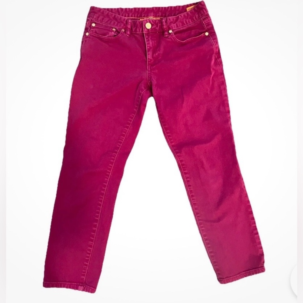 Tory Burch Women's Alexa Cropped Skinny Magenta 
5 Pockets Jeans Pants Size 31 - Picture 7 of 7